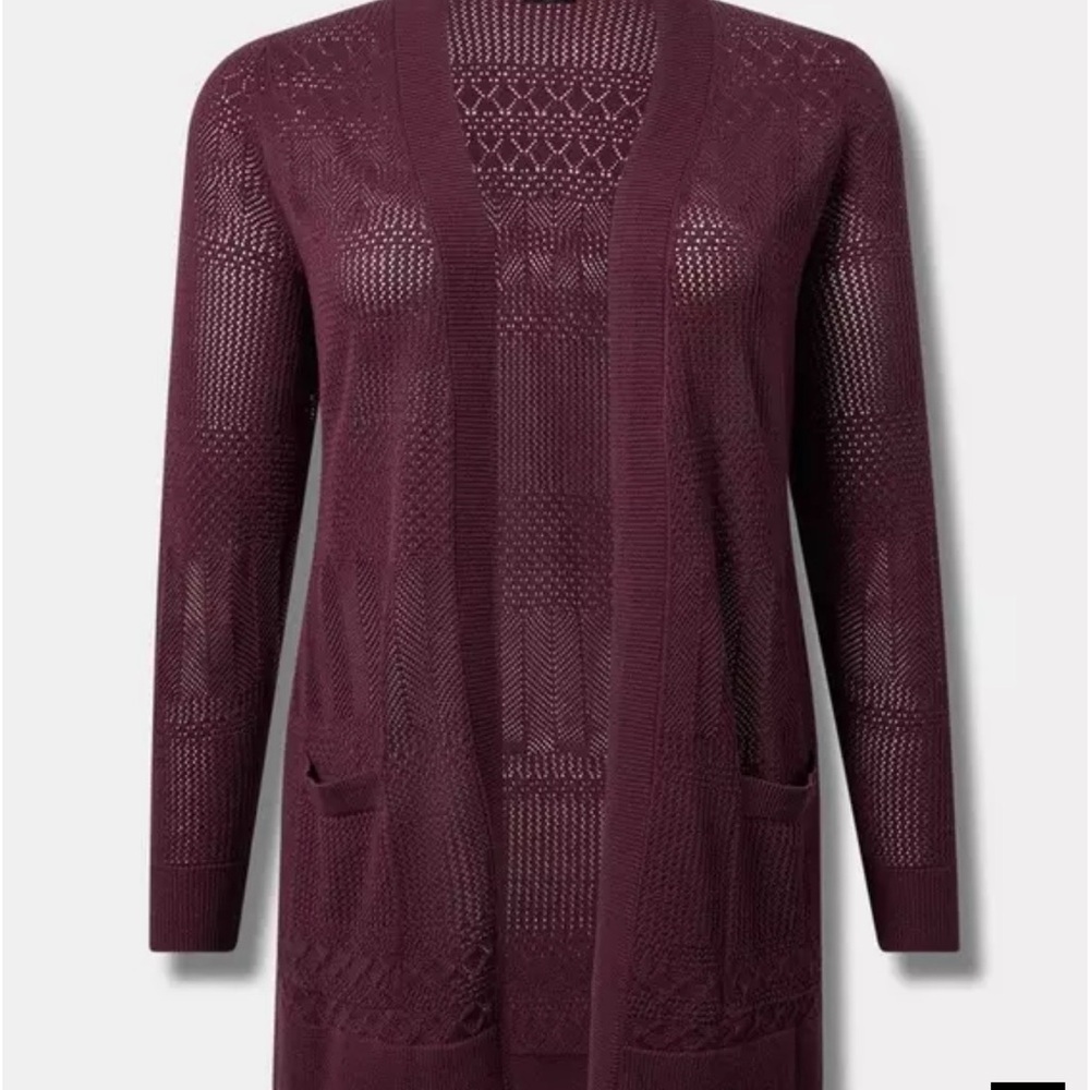 Torrid Pointelle Longline Open Front Cardigan Swe… - image 5